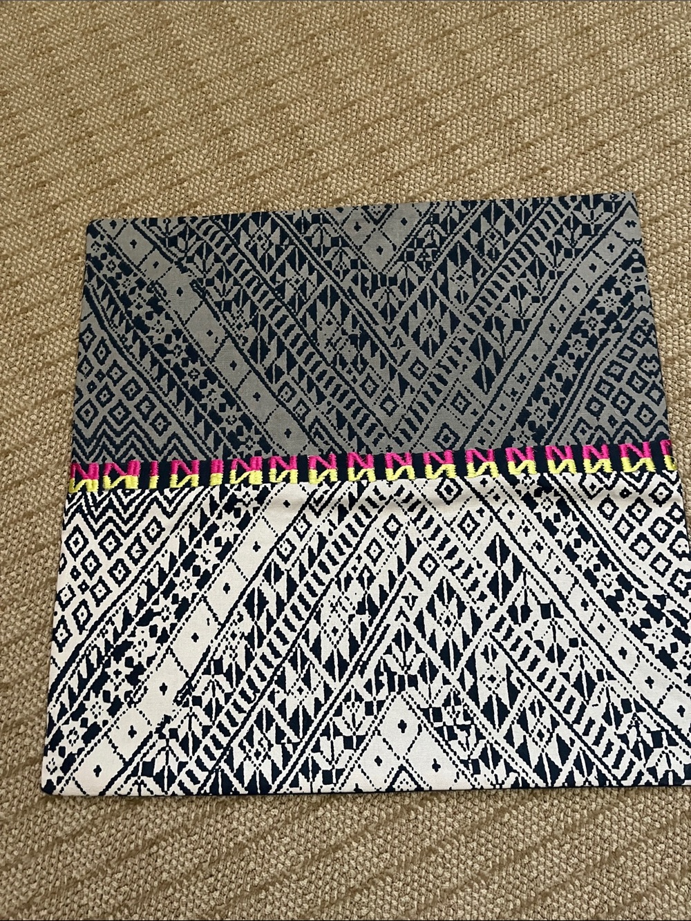 West Elm Navy and White Geometric Pillow Cover 20 x20 inch